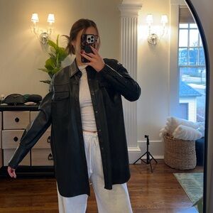 Zara faux leather shirt jacket